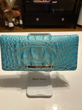 Brahmin Turquoise Croc-Embossed Leather Wallet